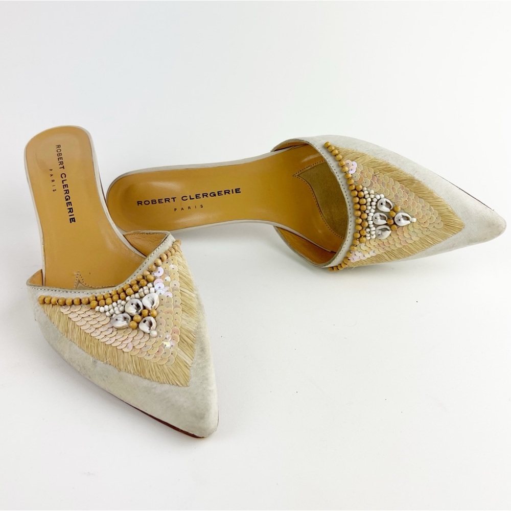 Robert Clergerie Embellished Kitten Heel Size 5.5